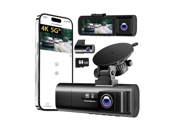 4k Dash Cam Front And Rear Inside,3.16" Ips,3 Channel Dash