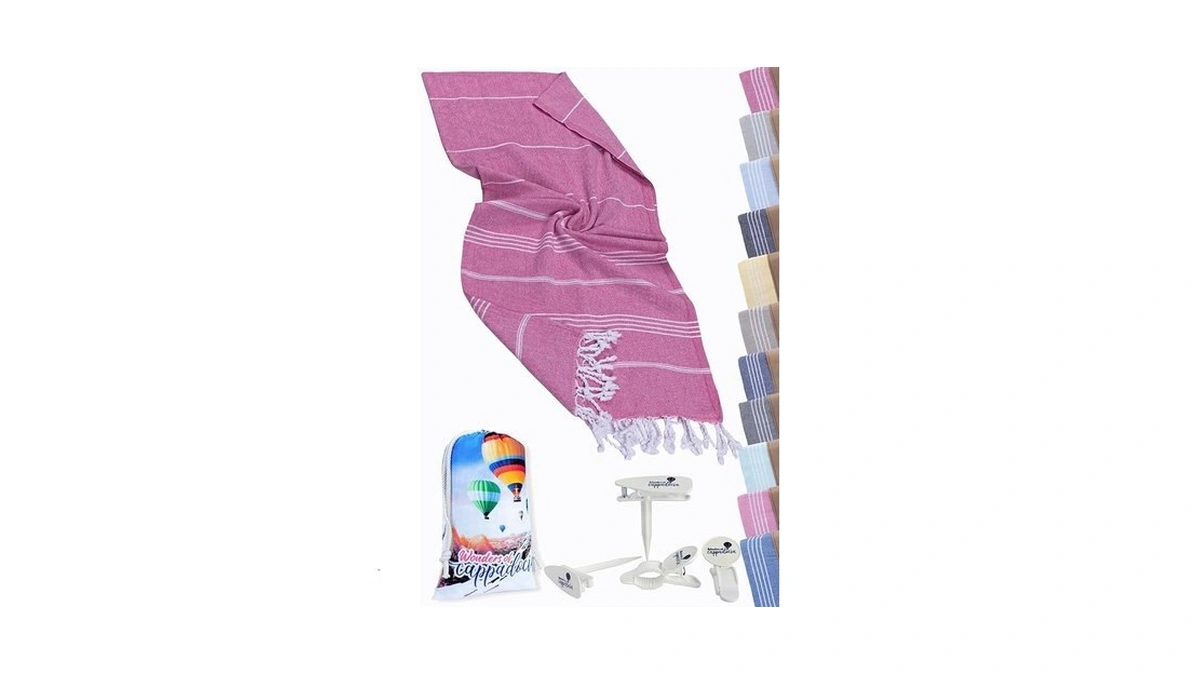 Quick Dry Beach Towel With Sand Anchor Clips – (70