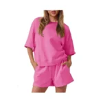 Fisoew Womens 2 Piece Outfits Casual Oversized Cropped Sweatshirt And
