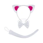 Kirei Sui Halloween White Cat Headband Bow Tie Tail 3-piece