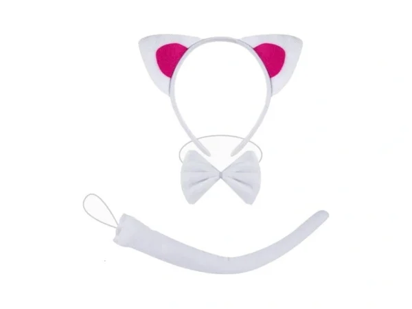 Kirei Sui Halloween White Cat Headband Bow Tie Tail 3-piece