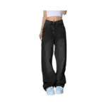 Emmiol Baggy Jeans For Women Mid-high Waist Streetwear Stretchy Jeans