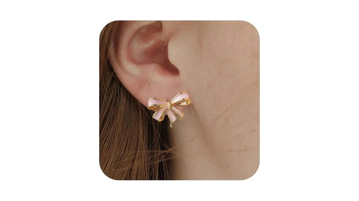 Relveo Pink Bow Dripping Oil Earrings Cute Earrings For Women