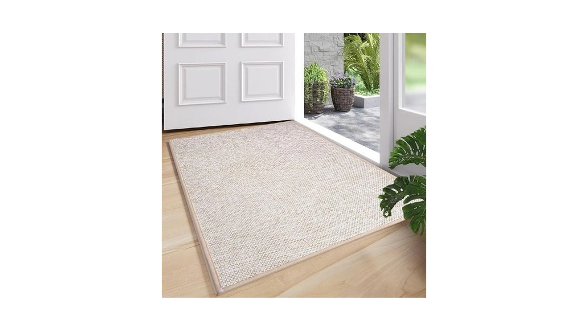 Dovfa Ultra Thin Indoor Door Mat, Beige Doormat Inside Entrance,