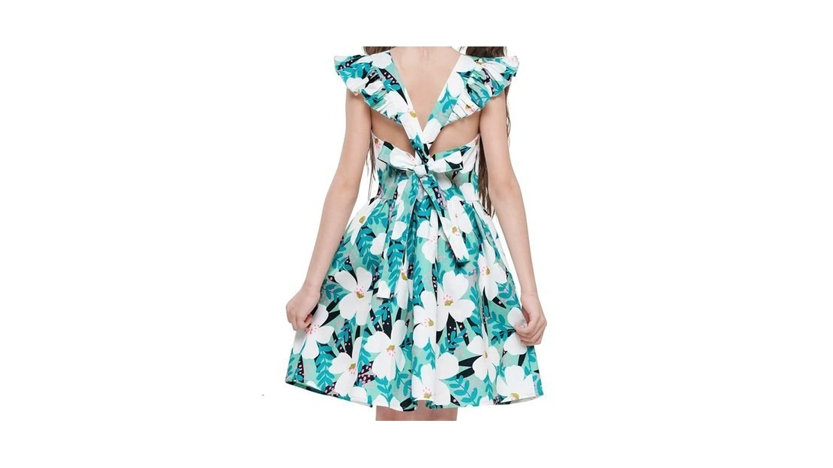 Floral Toddler Party Backless Kid Spring Little Girls Dress Colthes,d69,3-4