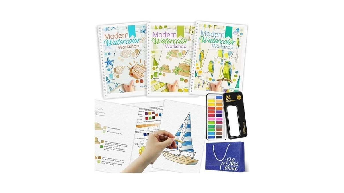 3pcs Watercolor Workbook Paint Book Beginner Friendly Painting Kit, 36