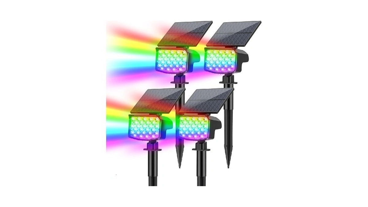 Minpea Solar Color Changing Spot Lights Outdoor, [9 Modes/4 Pack]