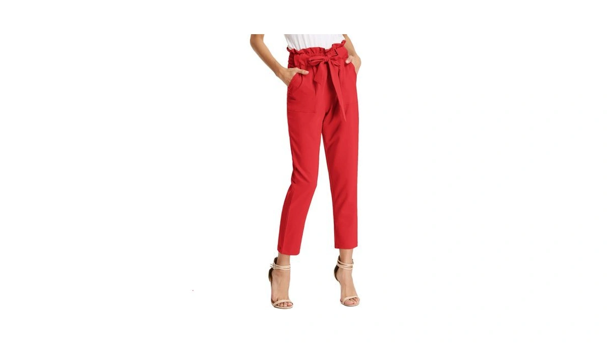 Grace Karin Women's Cropped Paper Bag Waist Pants With Pockets