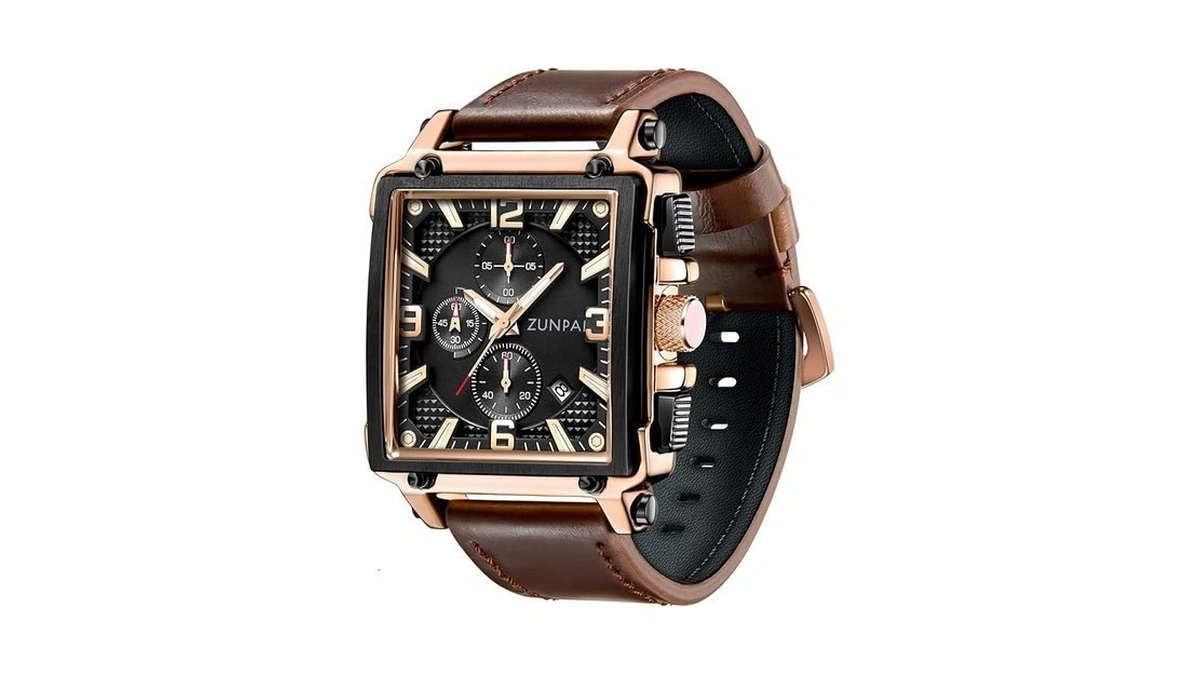 Zunpai Watches For Men Chronograph Square Quartz Analog, Mens Sport
