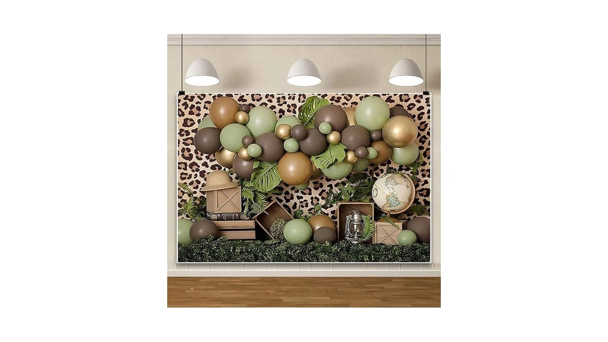 Aofoto Safari Baby Shower Backdrop 5x3ft Wild One Two Leopard
