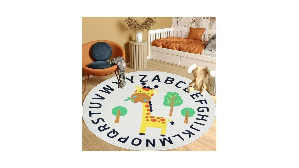 Apioiqa Giraffe Round Rug 5.25ft, Cute Animals Giraffe Rug Large
