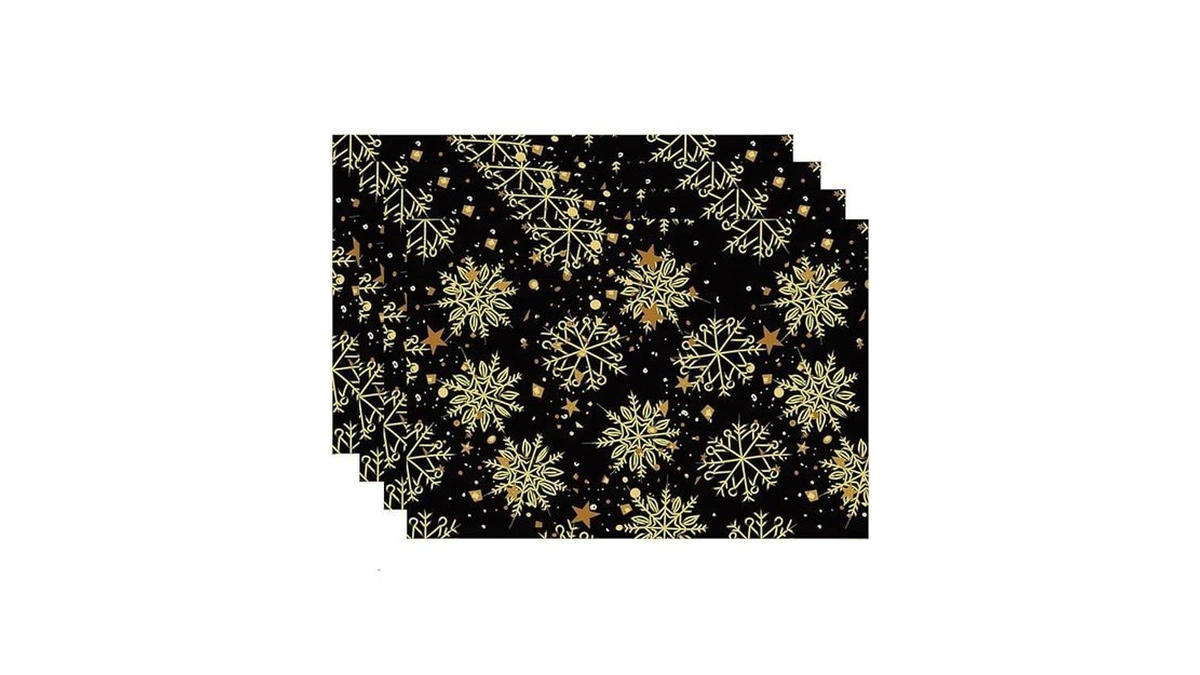 Christmas Gold Snowflakes Placemats Set Of 4 Christmas Place Mats