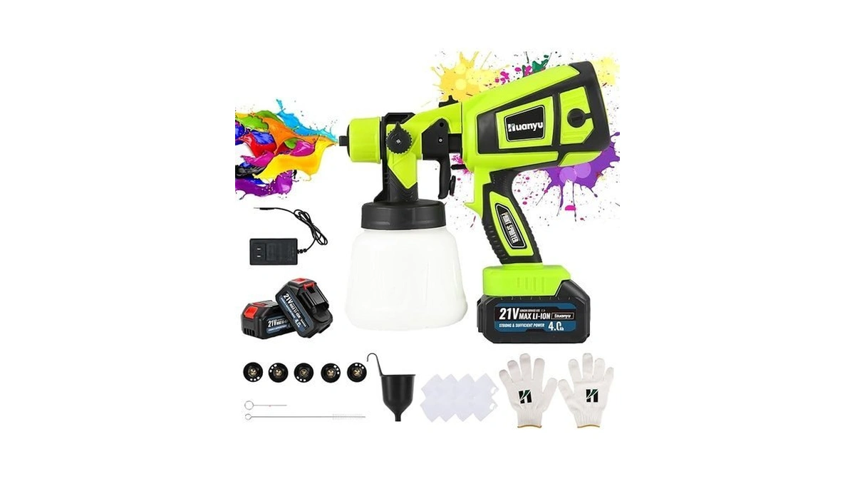 Huanyu Cordless Paint Sprayer With 2 Batteries 2*21v 4.0ah Cordless