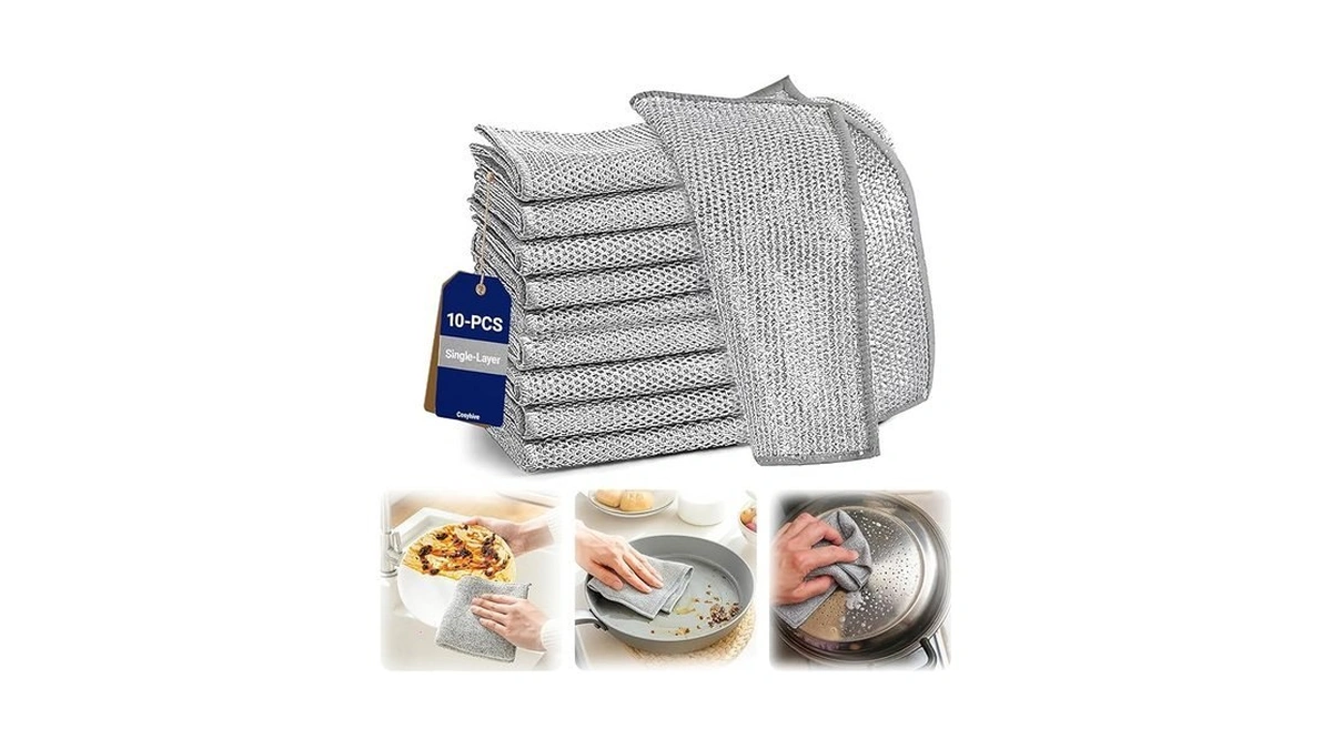 Non-scratch Wire Dish Cloth, 10pcs Single Layer Multipurpose Wire Dishwashing