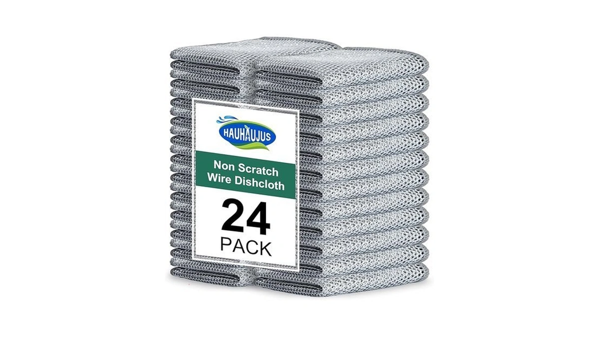 Hauhaujus Multipurpose Non Scratch Wire Dishwashing Rags, Cleaning Cloths, 24