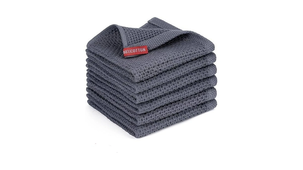 Boomiboo ﻿kitchen Towels 6-pack Kitchen Dish Cloths,100% Cotton Towels Waffle