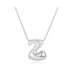 Fcbtoco Initial Necklace For Women，gold Silver Bubble Balloon Letter Necklace，dainty