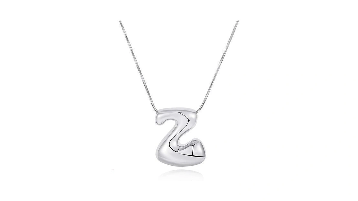 Fcbtoco Initial Necklace For Women，gold Silver Bubble Balloon Letter Necklace，dainty