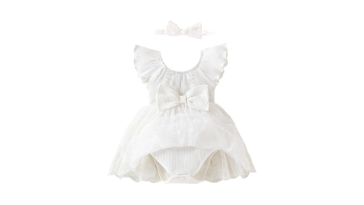 Tentide Baby Girl Romper Dress Ribbed Newborn Lace Boho Tutu