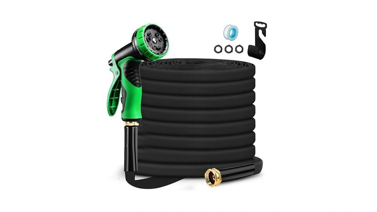 Delxo Garden Hose With Nozzle, 50 Ft Non-expanding Water Hose