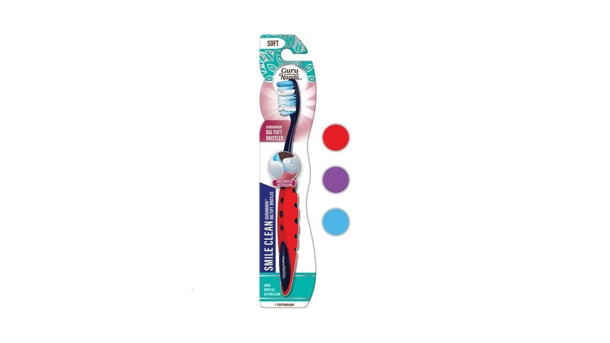 Gurunanda Smile Clean Toothbrush - Big Soft Bristles - Helps