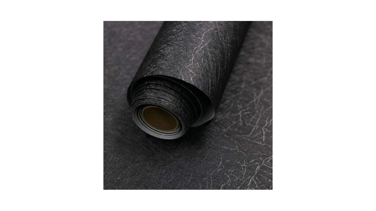 15.7" X 118" Black Silk Wallpaper Embossed Self Adhesive Peel