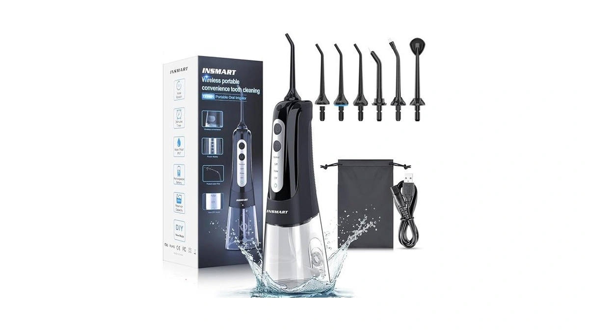 Cordless Water Dental Flosser Teeth Cleaner, Insmart Professional 300ml Tank