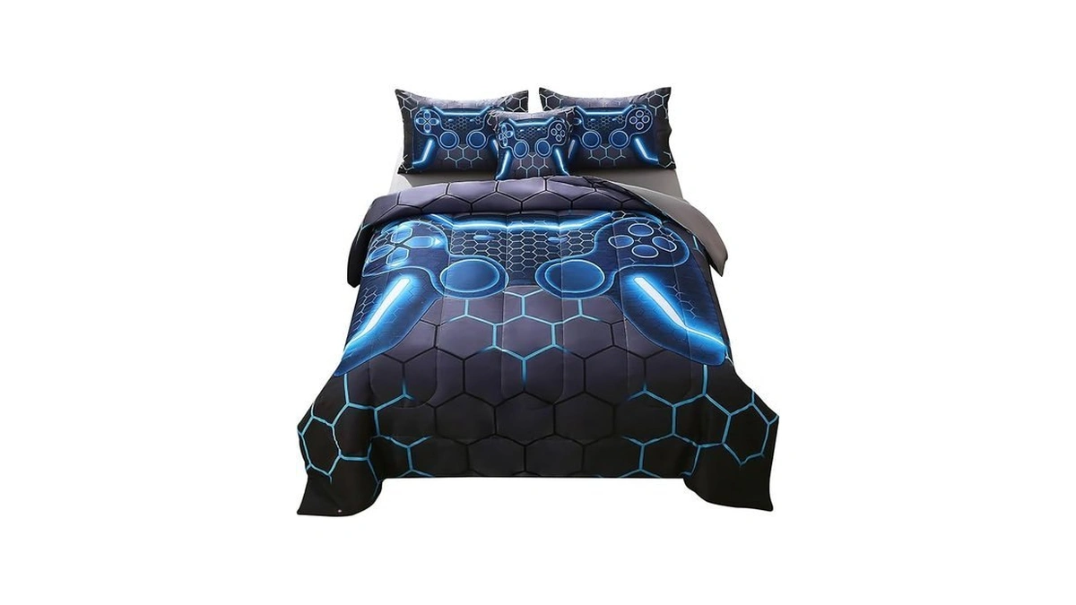 Jqinhome Twin Gamer Comforter Set For Boys,6 Piece Bed In