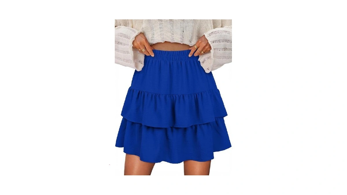 Berydress Blue Flowy Ruffle Mini Skirts For Women 2025 High