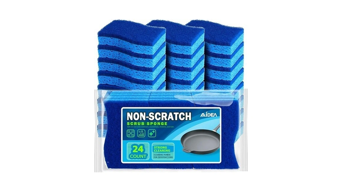 Aidea Non Scratch Scrub Sponge, 24count, Sponges For Dishes, Sponges