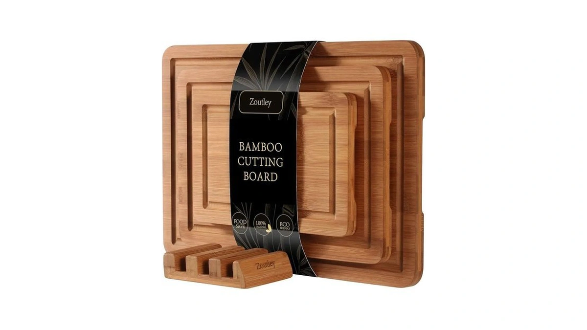 Zoutley 3-piece Deep Carbonized Bamboo Cutting Board Set With Vertical