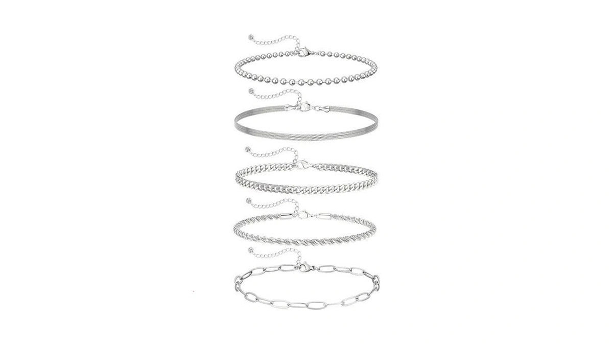 Carovo Silver Bracelets For Women Trendy Dainty 14k Silver Plated