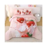 Jqinhome Twin Strawberry Comforter Sets For Girls Kids Teens,6 Piece