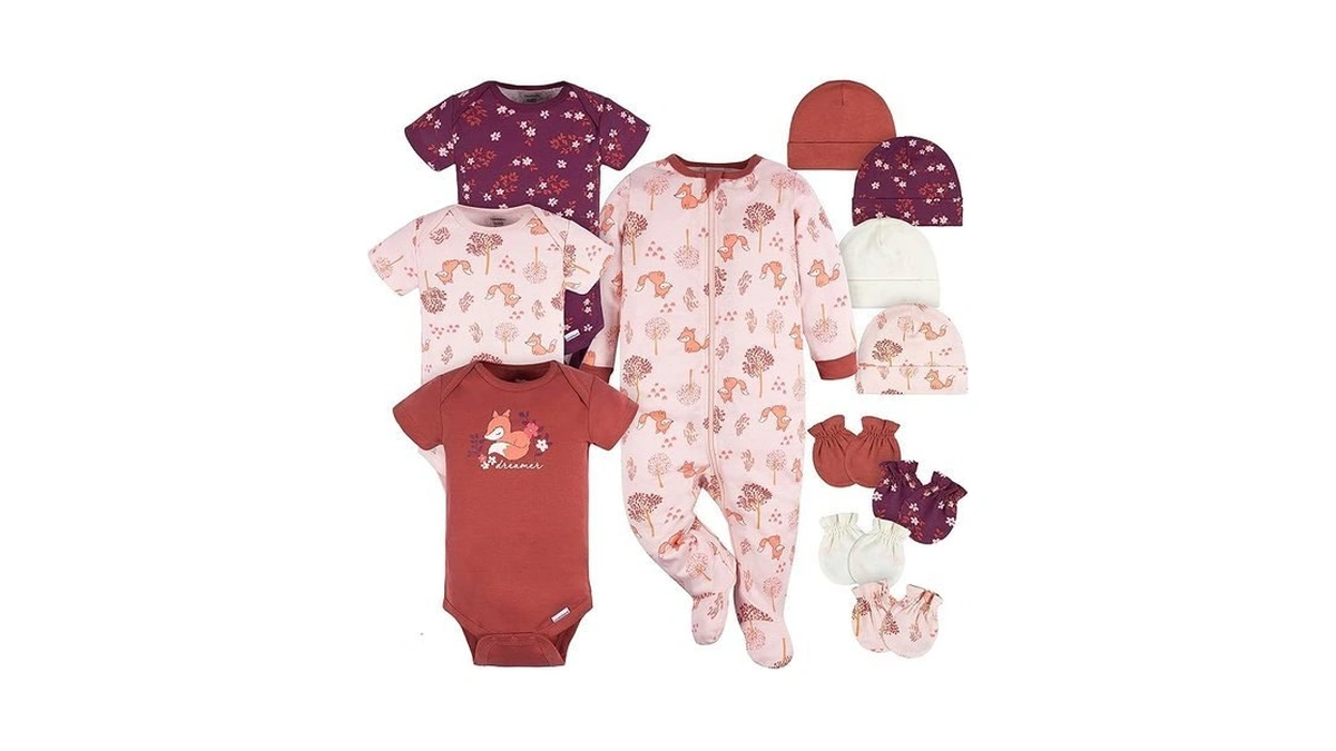 Gerber Baby Boys 12 Piece Layette Gift Set, Purple Fox,