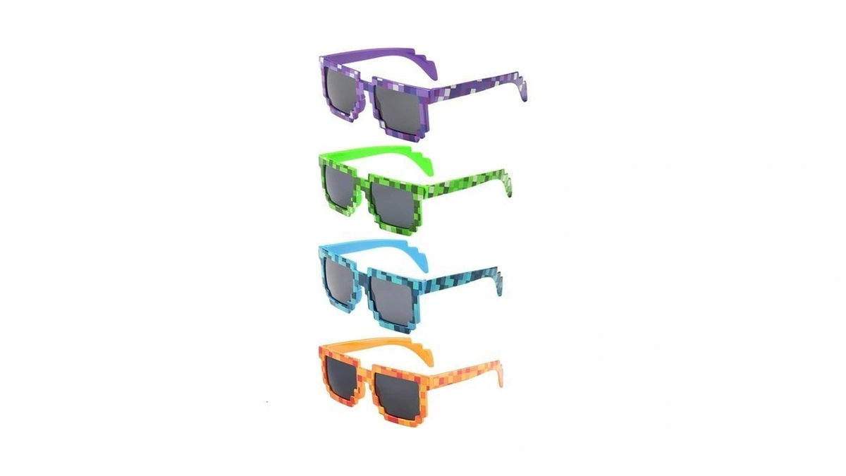 Kilofly 4pc 8-bit Pixel Uv Protect Gamer Sunglasses Adult Kids