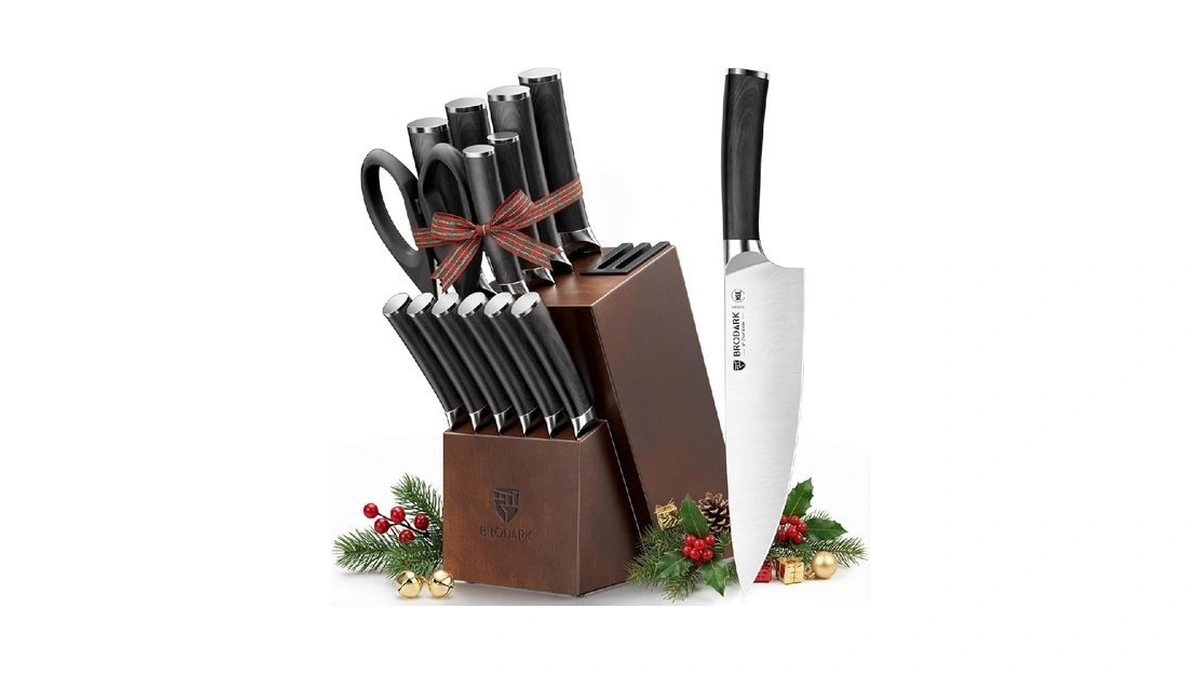 Brodark Kitchen Knife Set, Ultra Sharp 15 Pcs Knife Set