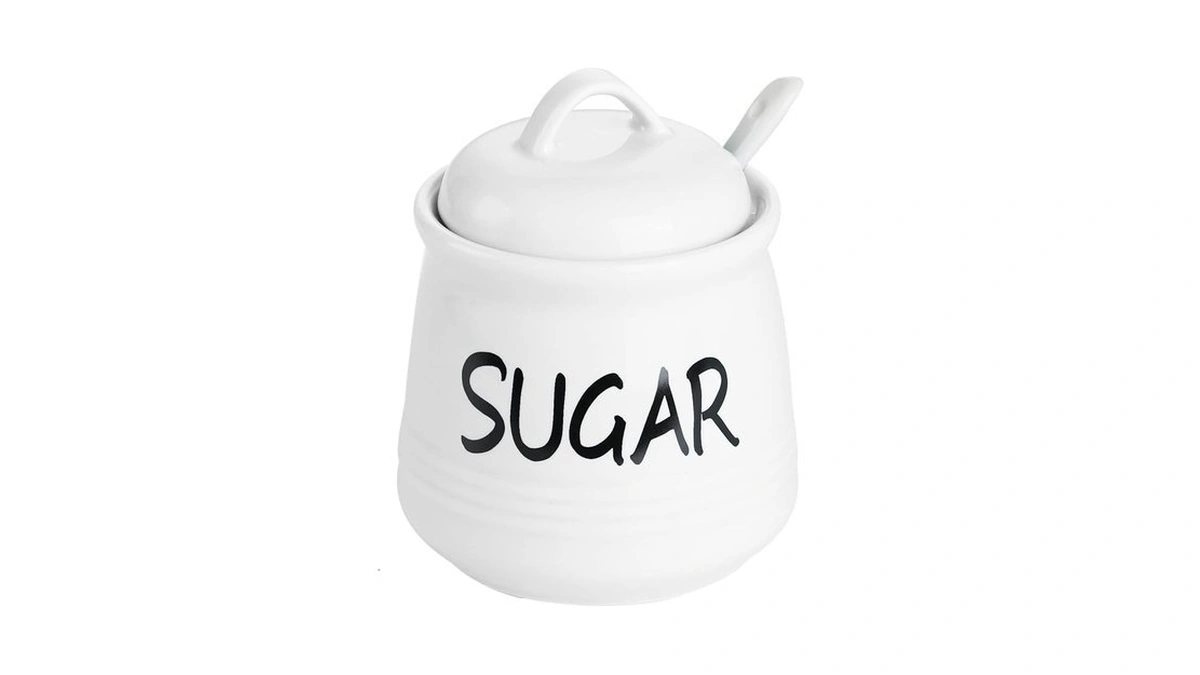 Haotop Porcelain Sugar Bowl With Lid And Spoon 12oz (white)