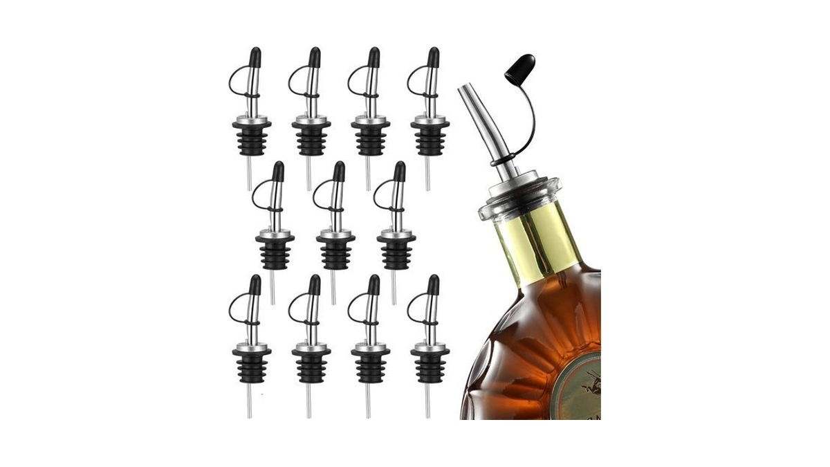 Aozita 12 Pack Liquor Pour Spout, Stainless Steel Liquor Bottle
