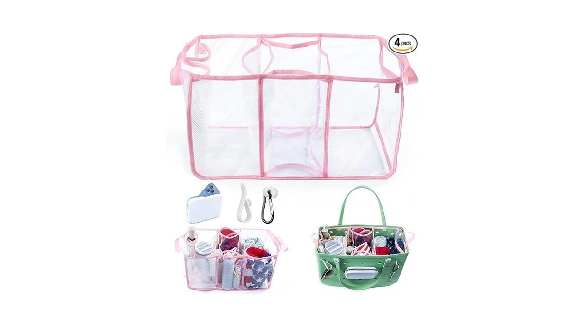 Amoigee Clear Beach Bag Organizer Insert With 3pcs Accessories For
