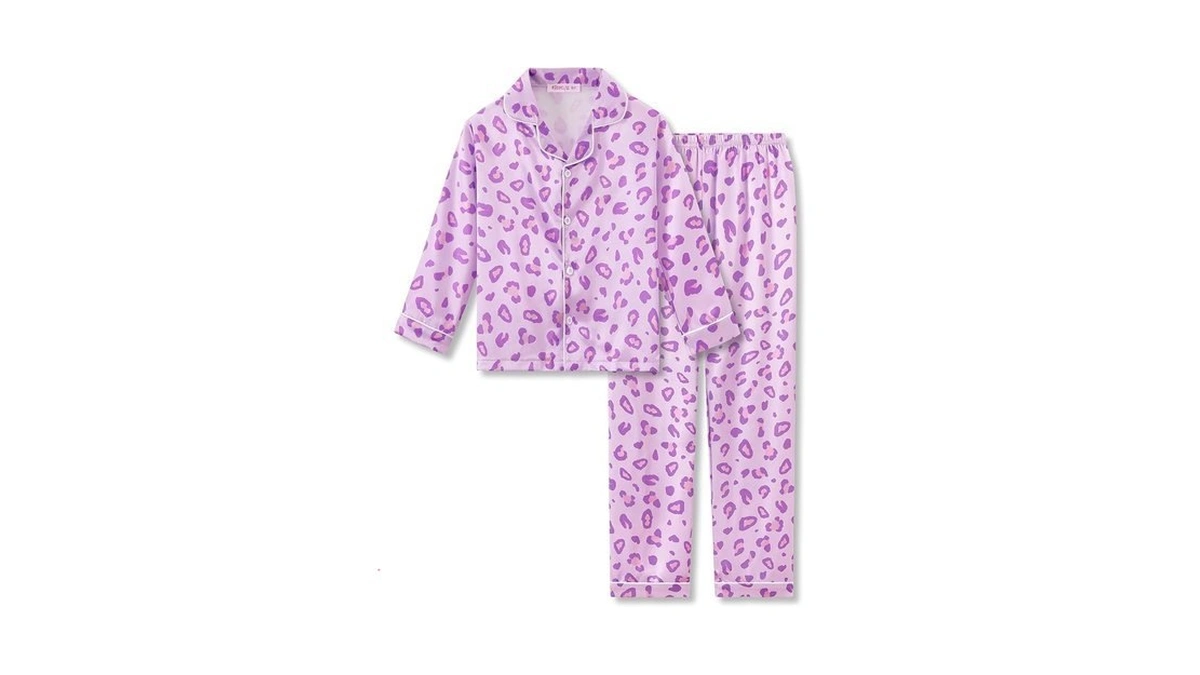 Topgal Girls Button Up Satin Pajamas Soft Pjs For Kids