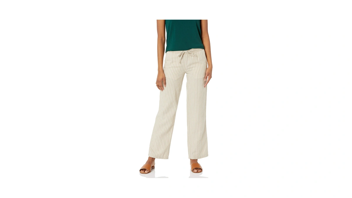 Amazon Essentials Women's Pull On Linen Blend Drawstring Relaxed Fit