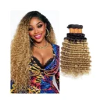 Deep Wave Human Hair Bundles T1b/27 Ombre Honey Blonde 18