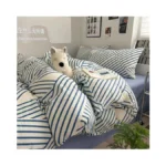 Vm Vougemarket Blue Striped Bedding Set King,instagram Style Geometric Duvet