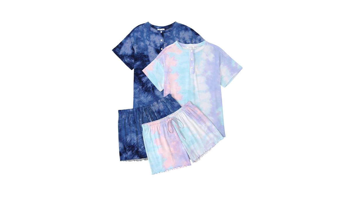 Ekouaer 2 Pack Womens Pajama Sets Short Sleeve Sleepwear Top
