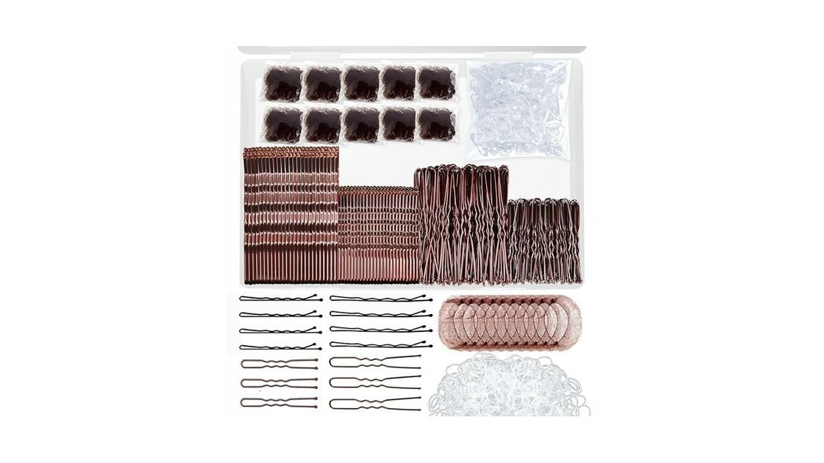 510pcs Brown Bobby Pins Hair Pins Kit With Hair Net,