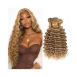 #27 Honey Blonde Deep Wave Human Hair Bundles 24 26