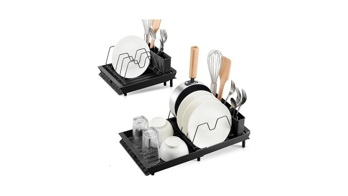 Aiduwanfu Small Expandable Dish Drying Rack, Adjustable Dish Drainer For