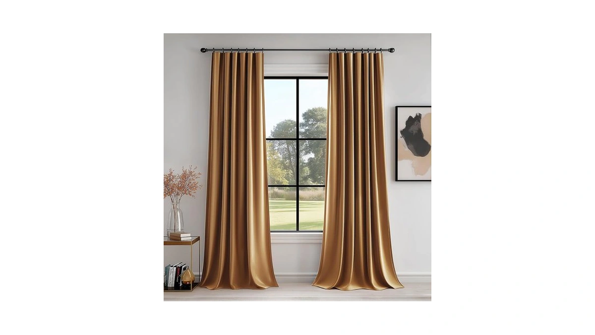 Fmfunctex Velvet Blackout Curtains Gold Brown Thermal Insulated Curtains For