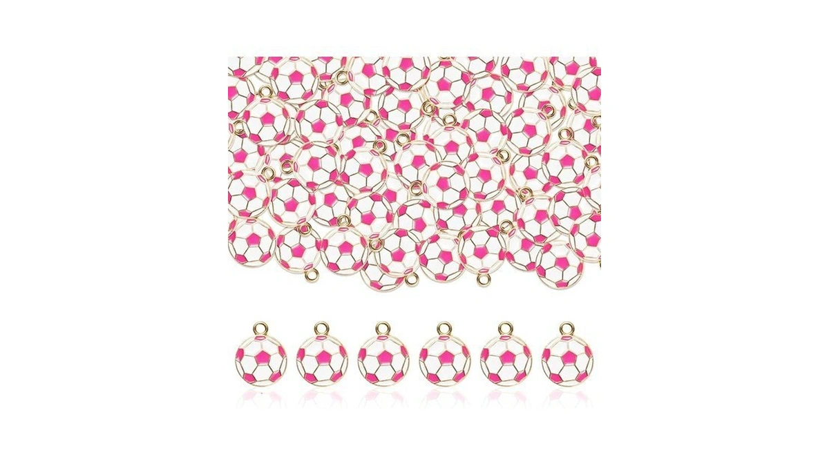 Pink Soccer Charms Pendants - 60 Pcs Sport Themed Alloy