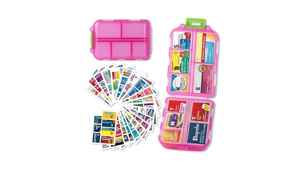 Pill Organizer With Medicine Labels Travel Daily Pill Container Mini